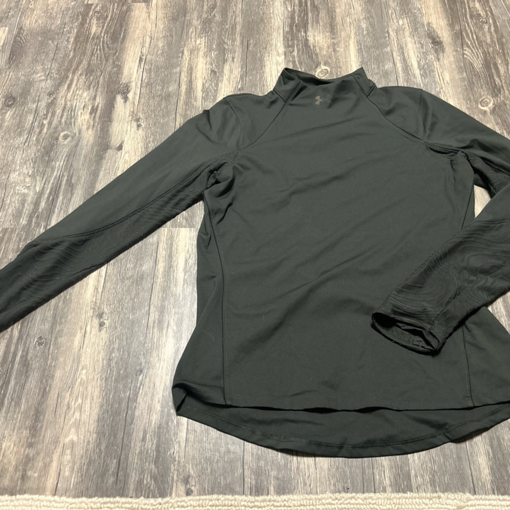 Under Armour Large Women’s Cold Gear Rush Jacquard Mock Neck Fitted Top Green